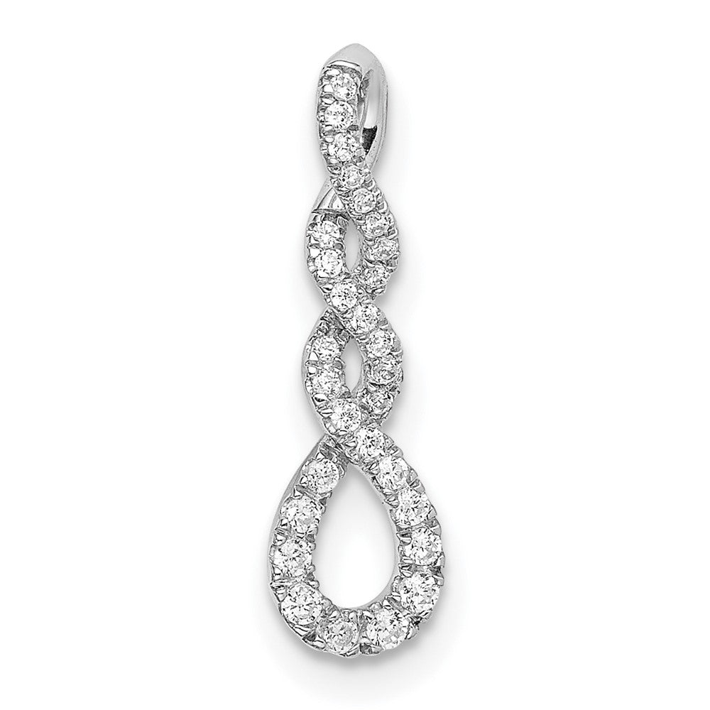 14K White Gold Pendant with Twist and Diamonds