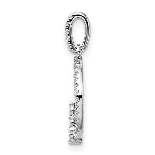 14K White Gold Circle Diamond Pendant