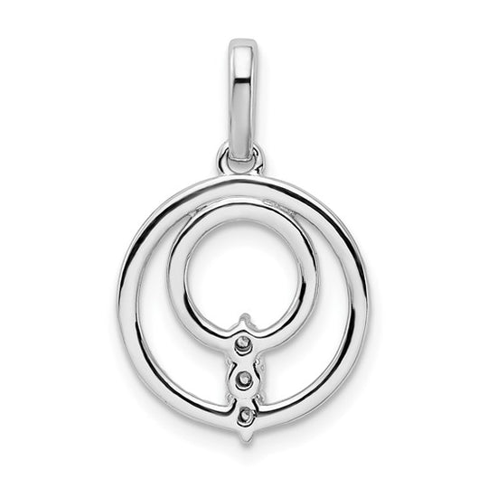 14K White Gold Circle Diamond Pendant