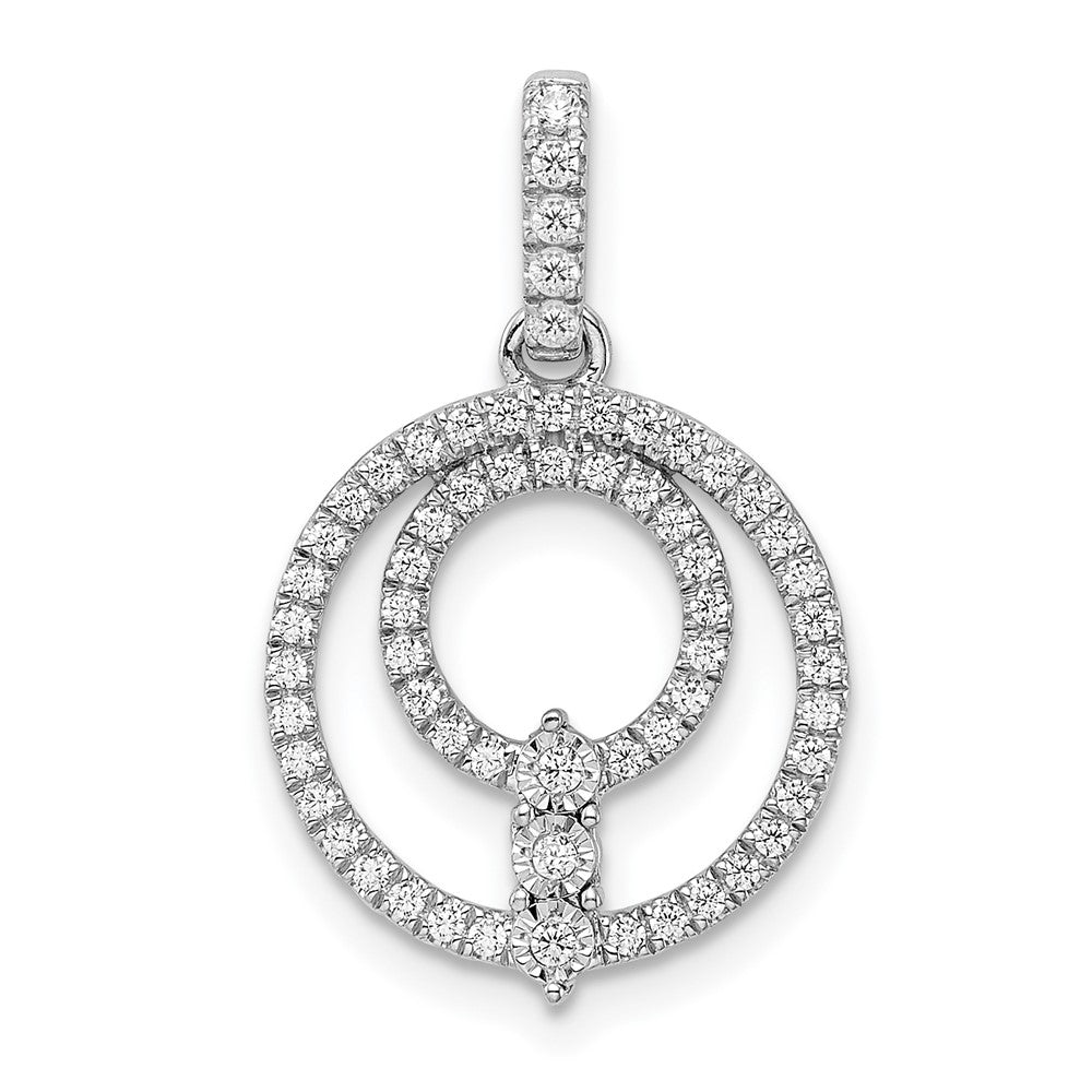 14K White Gold Circle Diamond Pendant