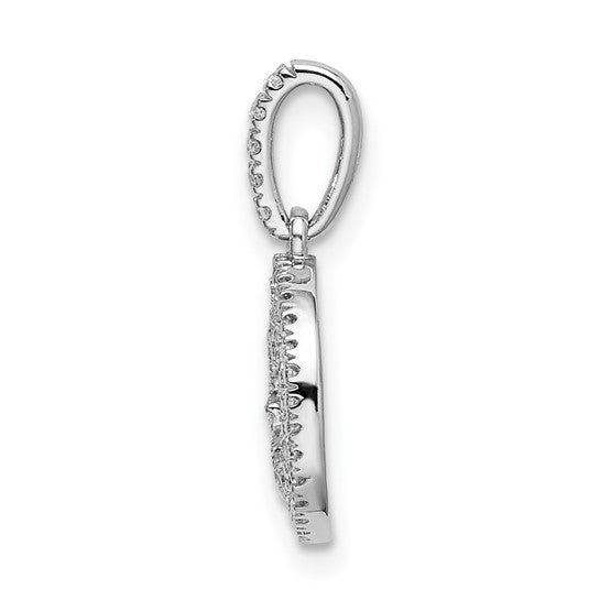 Circular Swirl and Diamond Pendant in 14k White Gold