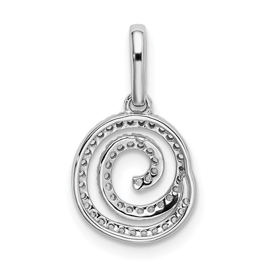 Circular Swirl and Diamond Pendant in 14k White Gold
