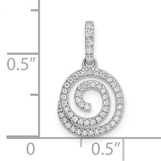 Circular Swirl and Diamond Pendant in 14k White Gold