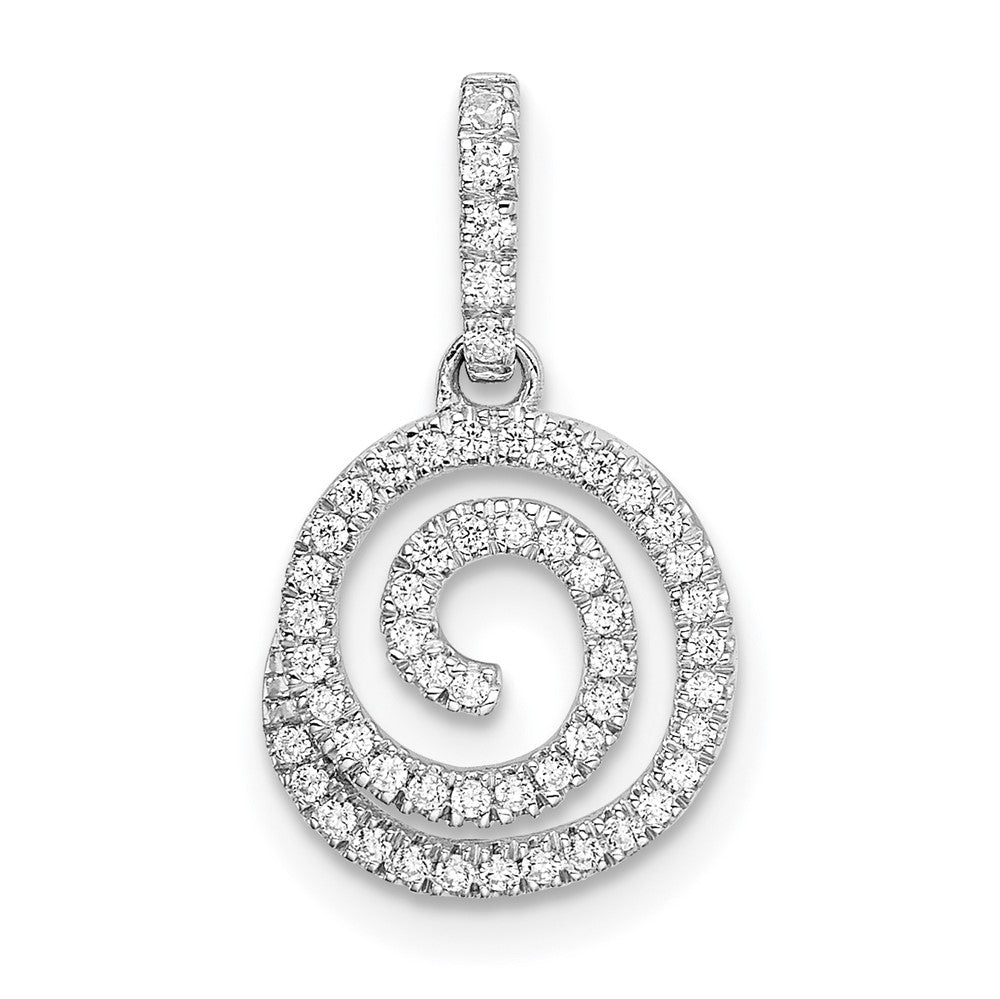 Circular Swirl and Diamond Pendant in 14k White Gold
