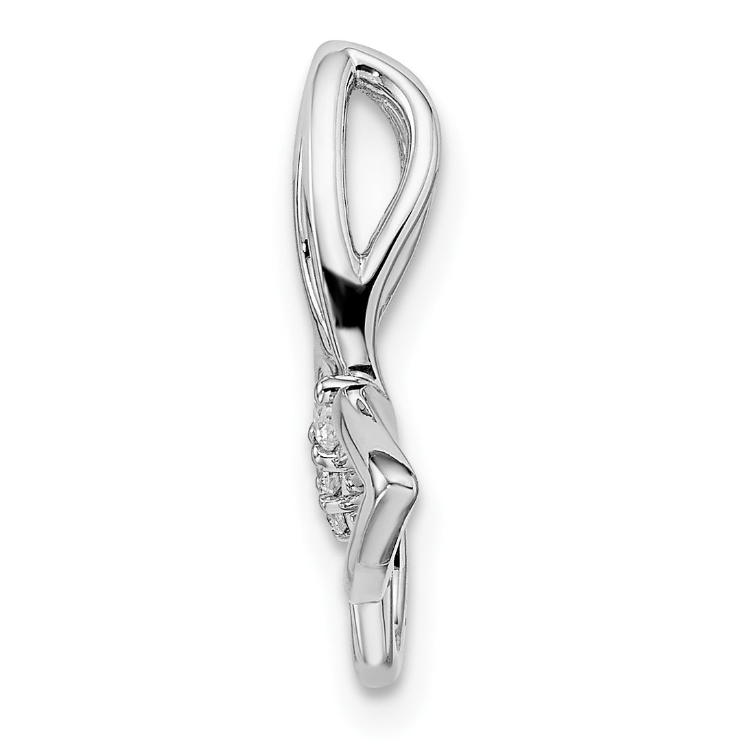 Polished 14k White Gold Butterfly Diamond Slider Chain