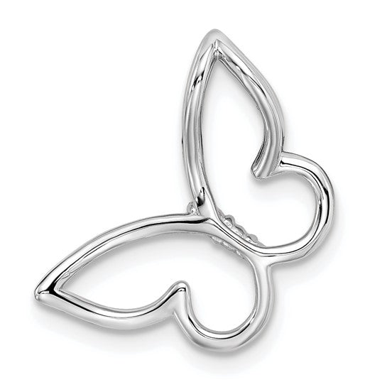 Polished 14k White Gold Butterfly Diamond Slider Chain