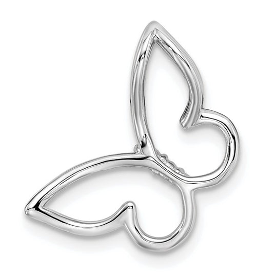 Polished 14k White Gold Butterfly Diamond Slider Chain