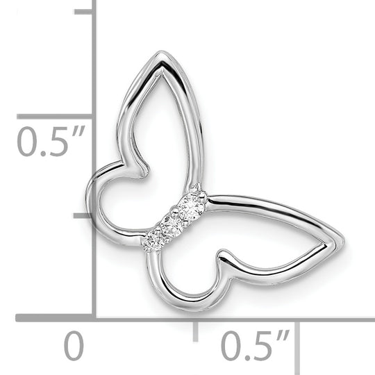 Polished 14k White Gold Butterfly Diamond Slider Chain