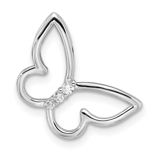 Polished 14k White Gold Butterfly Diamond Slider Chain