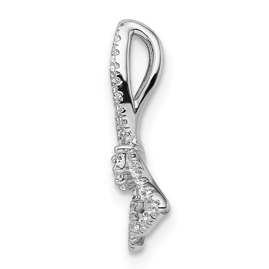 Polished 14k White Gold Butterfly Diamond Slider Chain