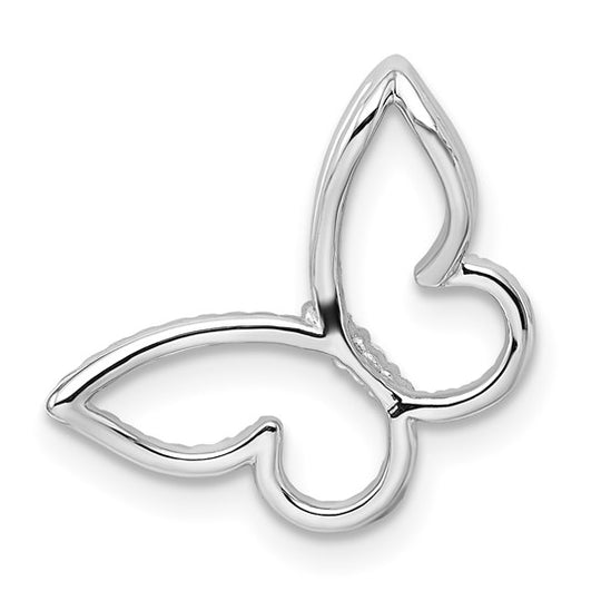 Polished 14k White Gold Butterfly Diamond Slider Chain