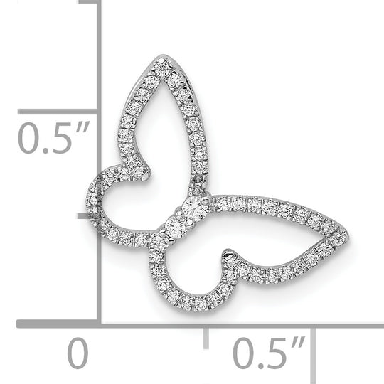 Polished 14k White Gold Butterfly Diamond Slider Chain