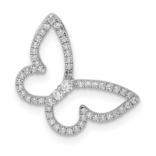 Polished 14k White Gold Butterfly Diamond Slider Chain