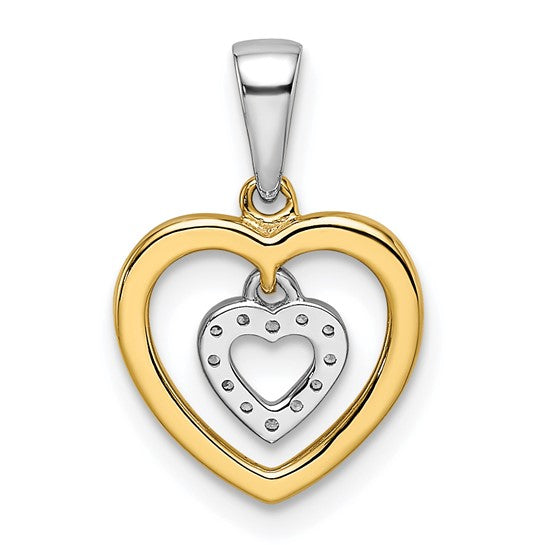 Diamond Heart Pendant in 14K Two-Tone Gold