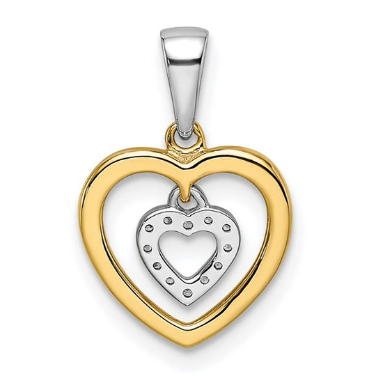 Diamond Heart Pendant in 14K Two-Tone Gold