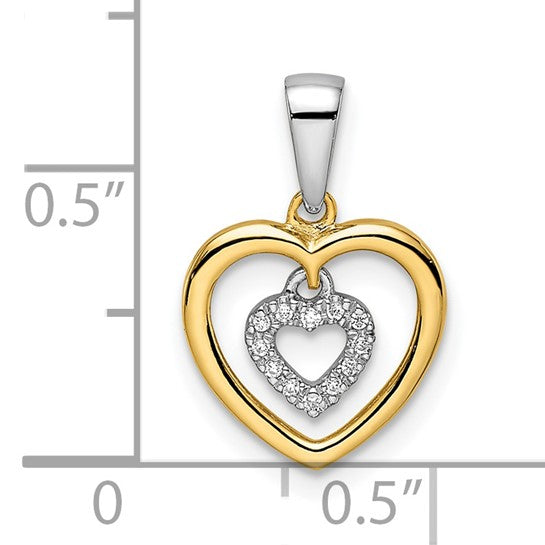 Diamond Heart Pendant in 14K Two-Tone Gold