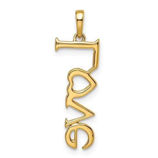 Colgante de Diamantes "Love" en Oro de 14k Pulido