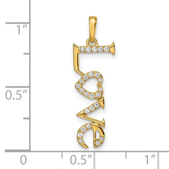 Colgante de Diamantes "Love" en Oro de 14k Pulido