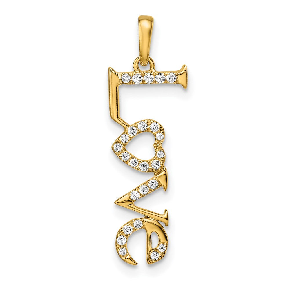 Colgante de Diamantes "Love" en Oro de 14k Pulido
