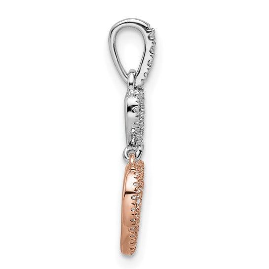 Diamond Pendant with Dangling Hearts in 14K Two-Tone Gold