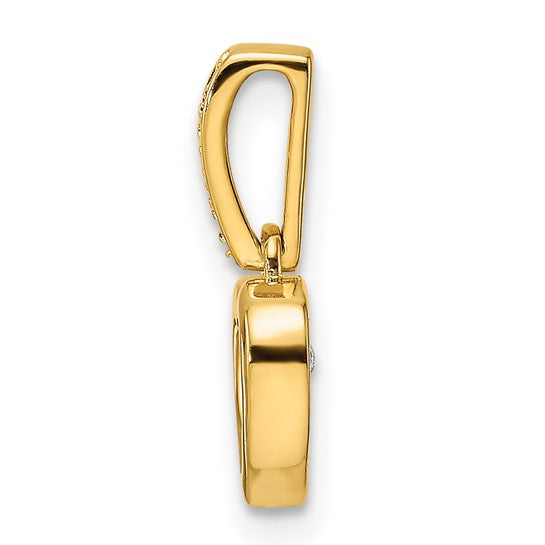 Polished Heart Pendant with Diamonds and Vibrant Center in 14K Yellow Gold