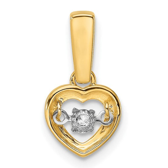 Polished Heart Pendant with Diamonds and Vibrant Center in 14K Yellow Gold
