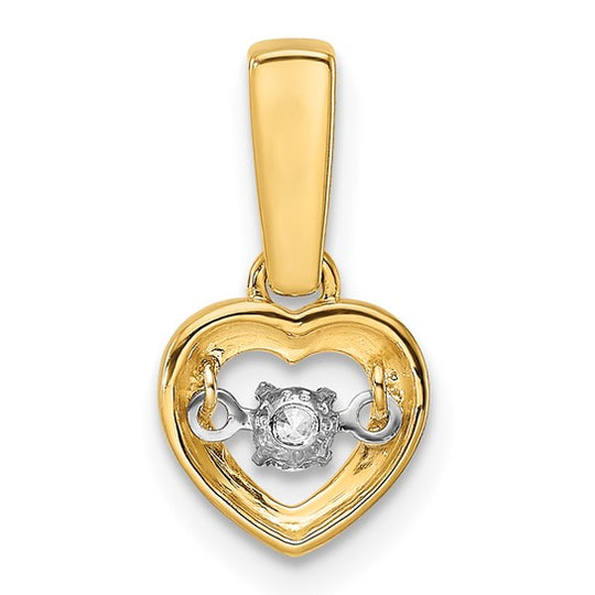 Polished Heart Pendant with Diamonds and Vibrant Center in 14K Yellow Gold
