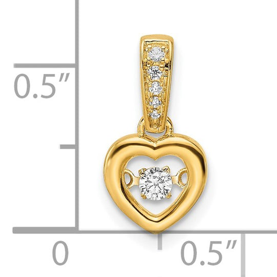 Polished Heart Pendant with Diamonds and Vibrant Center in 14K Yellow Gold