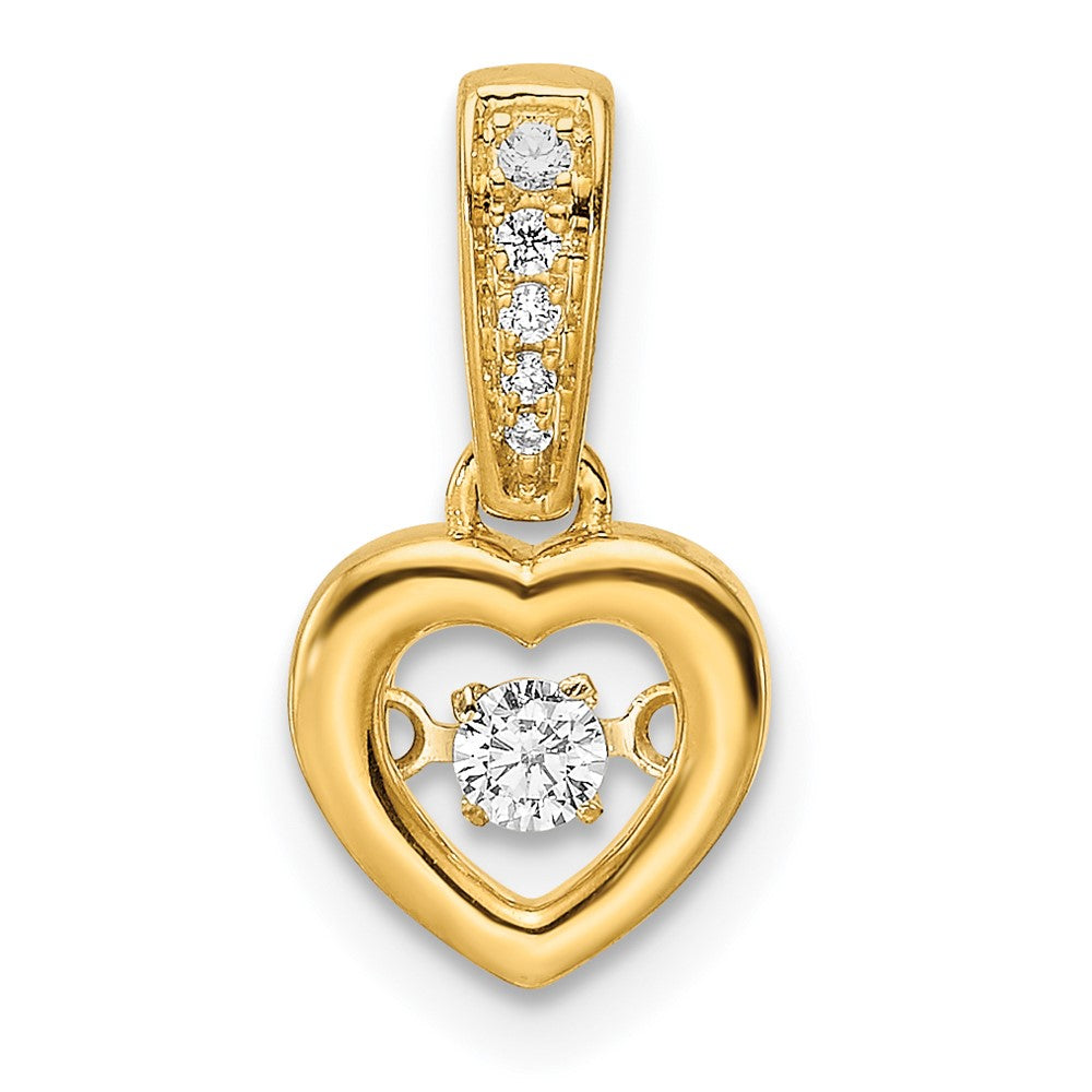 Polished Heart Pendant with Diamonds and Vibrant Center in 14K Yellow Gold