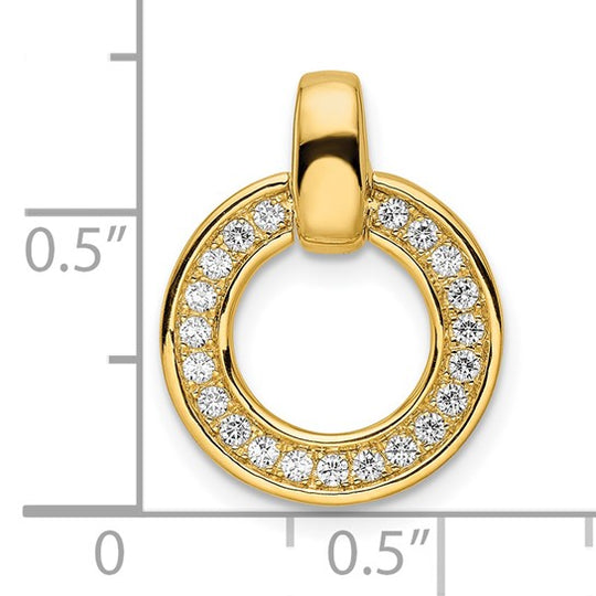 Polished Round Diamond Chain Slider in 14k Yellow Gold