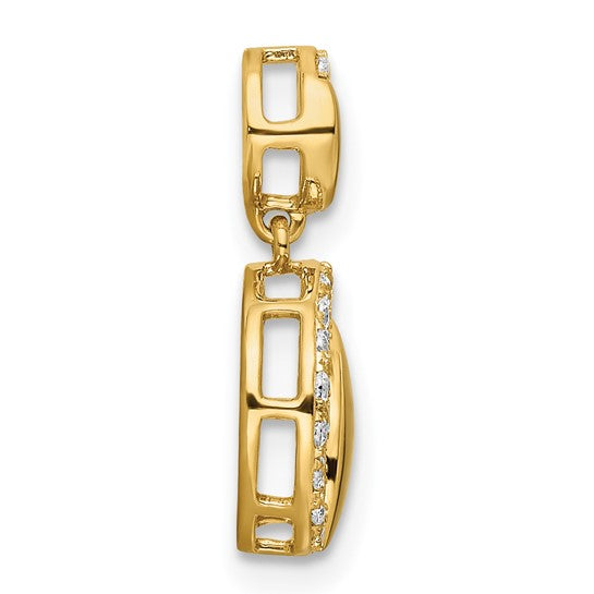 Polished Double Circle Diamond Chain Slider in 14k Yellow Gold
