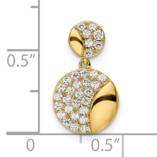 Polished Double Circle Diamond Chain Slider in 14k Yellow Gold