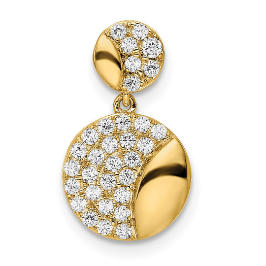 Polished Double Circle Diamond Chain Slider in 14k Yellow Gold