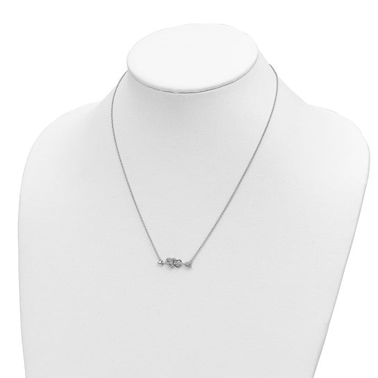 14k Two-Tone Gold Diamond Hearts-on-Arrow Necklace, 18 Inches