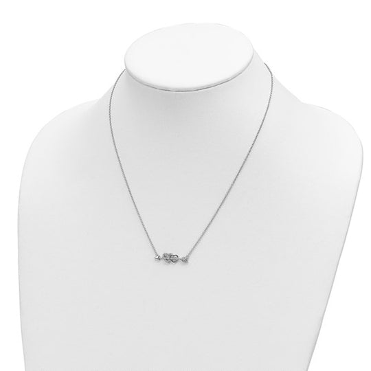 14k Two-Tone Gold Diamond Hearts-on-Arrow Necklace, 18 Inches