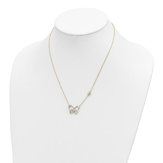 14k Yellow Gold Diamond Butterfly Necklace - 18 Inches