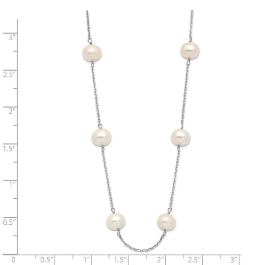 Collar de Perlas Cultivadas de Agua Dulce en Oro Blanco de 14k