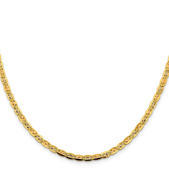 Cadena de 26 Pulgadas en Oro de 14K Tri-color Pavé Valentino con Cierre de Langosta