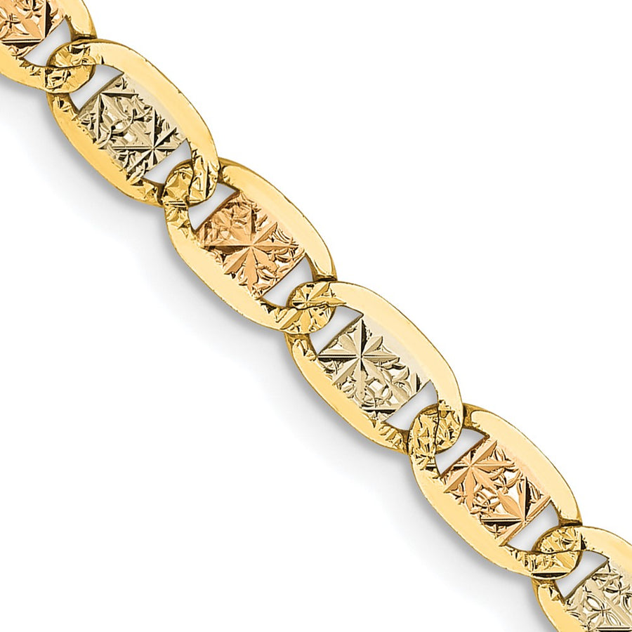 Cadena de 20 Pulgadas en Oro de 14K Tri-color Pavé Valentino con Cierre de Langosta