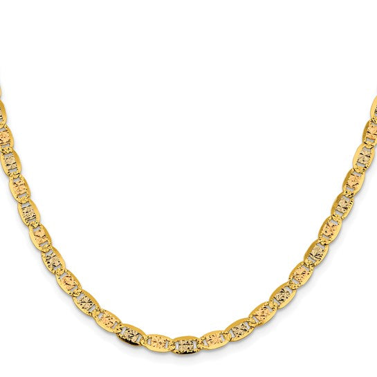 Cadena de 22 Pulgadas en Oro de 14K Tri-color Pavé Valentino con Cierre de Langosta
