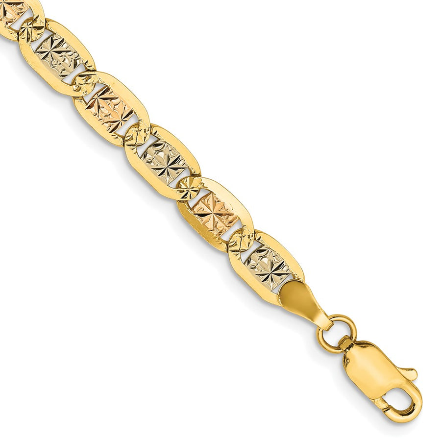 Pulsera Valentino Pavé Tricolor de Oro de 14K, 8 Pulgadas, 4.65 mm con Cierre de Langosta