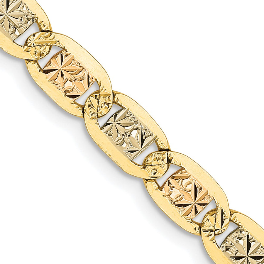 Cadena de 18 Pulgadas en Oro de 14K Tri-color Pavé Valentino con Cierre de Langosta