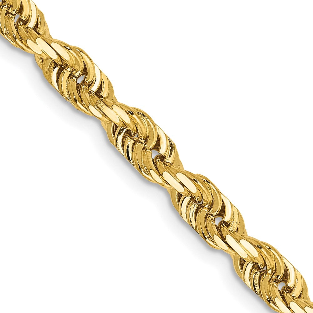 Cadena de Cuerda de 14K Oro Amarillo de 28 Pulgadas y 4.5mm con Cierre de Langosta