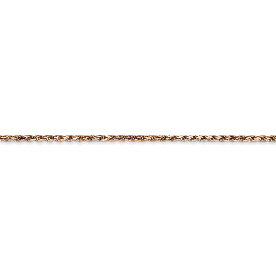 Cadena de cuerda hecha a máquina D/C de 1,8 mm en oro rosa de 14 k