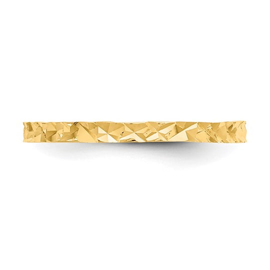 Anillo Infantil de Banda con Diseño Cortado a Diamante en Oro Amarillo de 14k