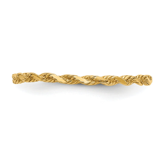 Anillo de Cuerda Texturizada con Talla de Diamante en Oro de 14k