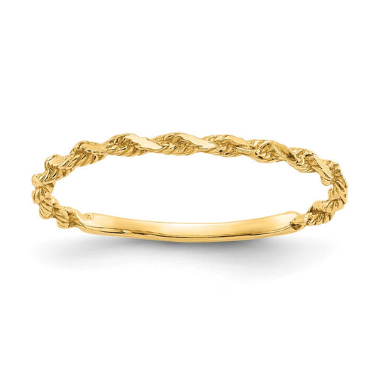 Anillo de Cuerda Texturizada con Talla de Diamante en Oro de 14k