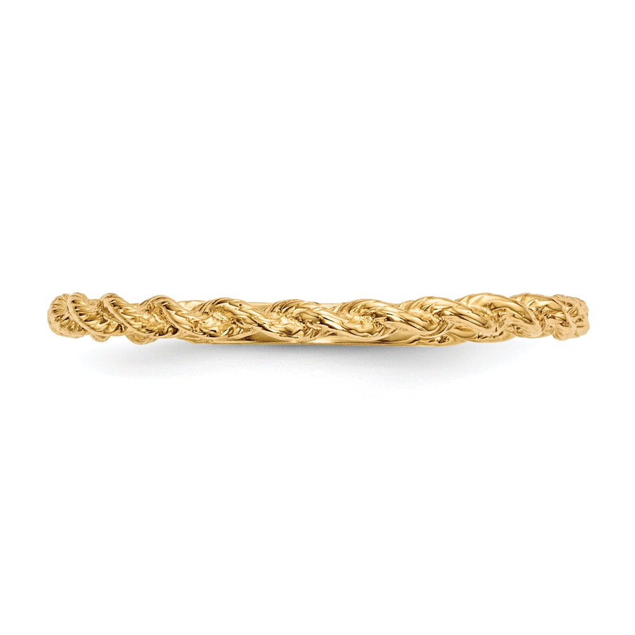 Anillo de Cuerda Torcida Pulida en Oro de 14k