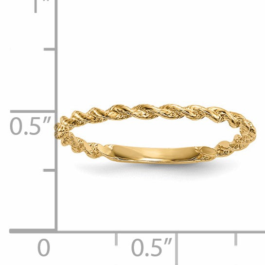 Anillo de Cuerda Torcida Pulida en Oro de 14k