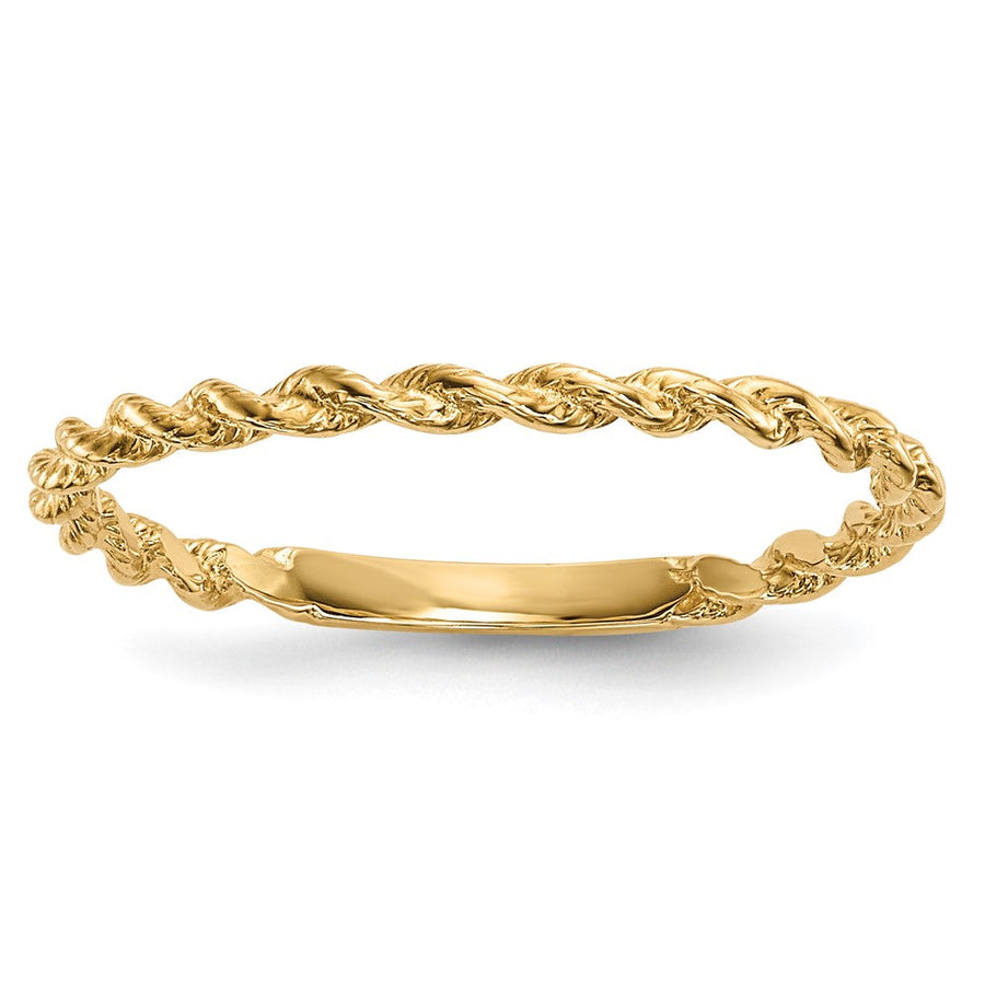 Anillo de Cuerda Torcida Pulida en Oro de 14k